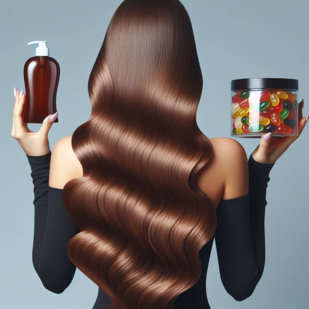 woman gummies and back shampoo